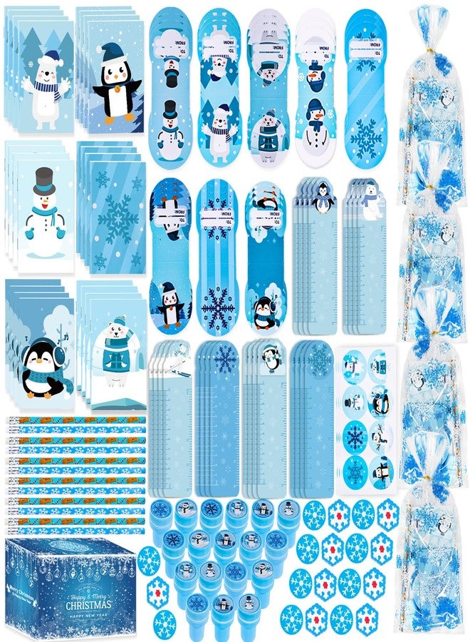 TOAPER 192PCS Winter Stationery Party Favors Bulk Winter Themed Stationery Treat Bags Birthday Supplies for Stocking Goodie Bags Stuffer Exchange School Games Prizes - Image 1
